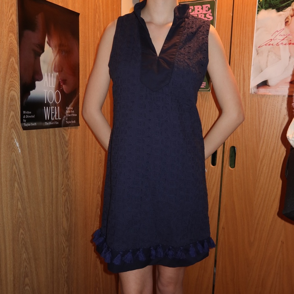 Eliza J Navy Sleeveless Eyelet Dress Size 8